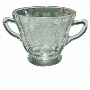 Vintage Federal Glass Madrid Clear Depression Glass
Open Sugar Bowl Footed 1930s